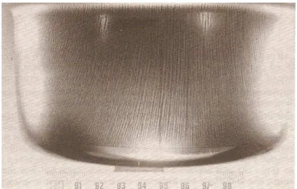 Figura 4.20 - Fenômeno de estrias observado em corpo de prova. Escala de referência  em centímetros  (5) .