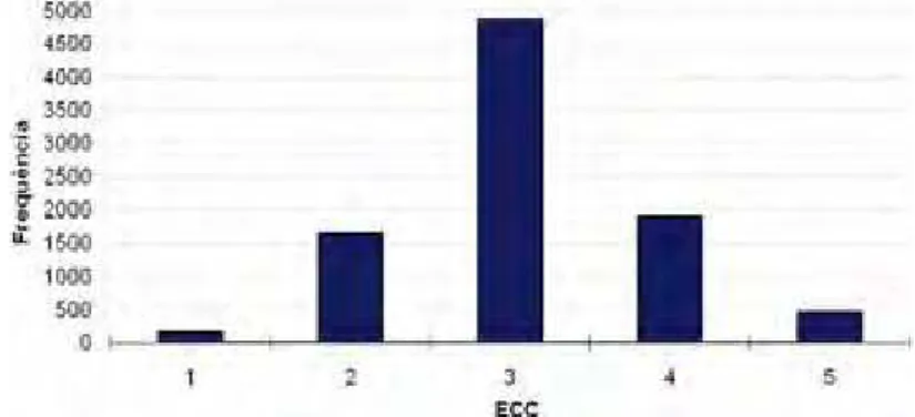 Figura 1. Distribuição do escore de condição corporal de vacas Nelore. 