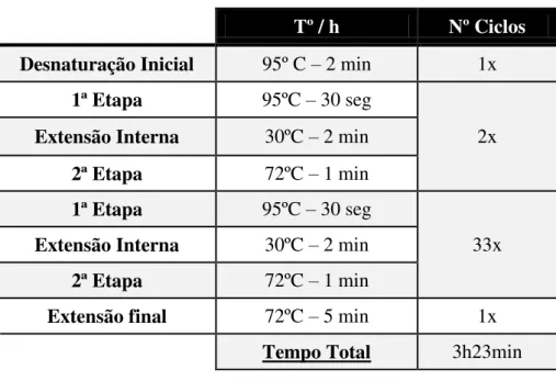 Tabela 2 - Condições térmicas do RAPD  –  PCR aplicado 