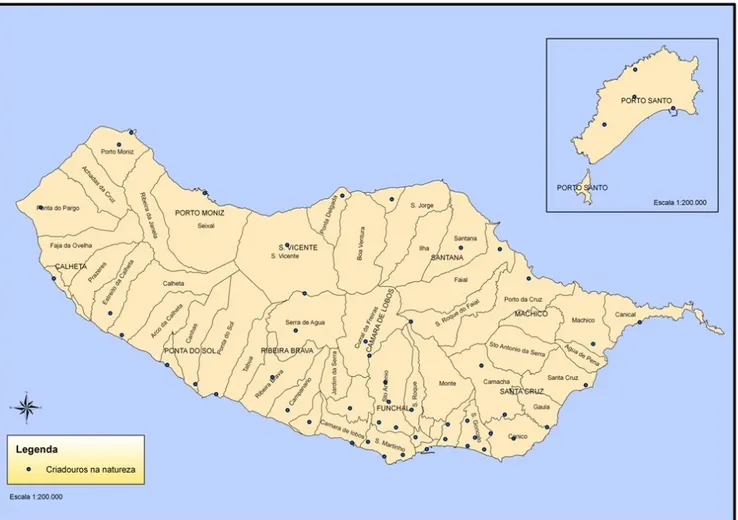 Figura 7 - Mapa de distribuição dos pontos de amostragem no Arquipélago da Madeira 10.1 - A RMADILHAS DE OVIPOSIÇÃO : 