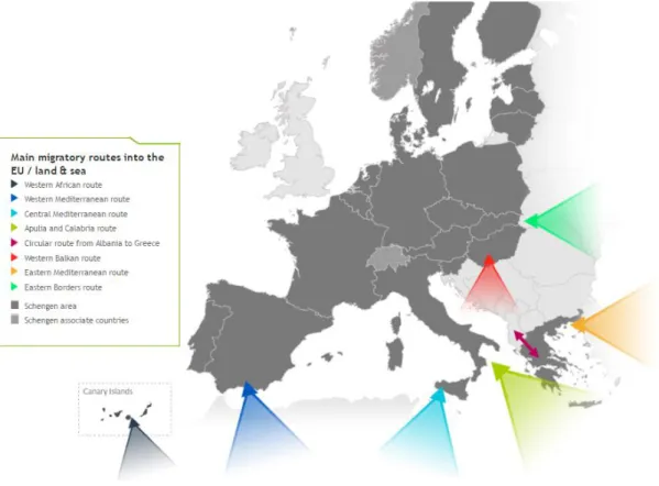 Figura 1 - Mapa das Principais Rotas Migratórias Para a Europa