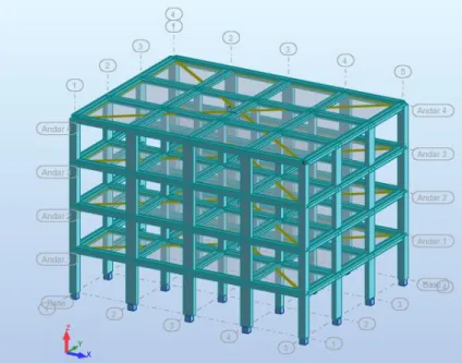 Figura 6 – Modelo tridimensional da estrutura no programa Autodesk Robot Structural Analysis 2017 