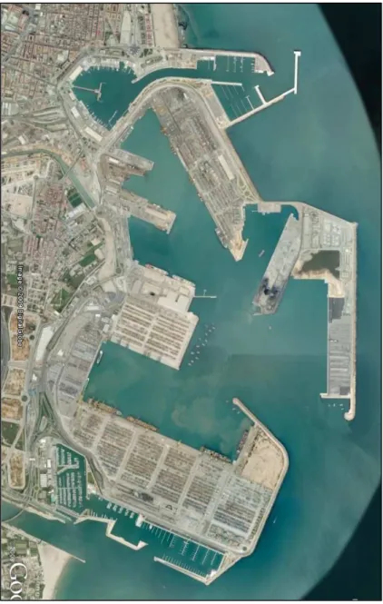 Figura 3.4 – Porto de Valência na actualidade.  (Fonte: Google Earth).