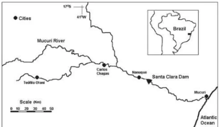 Fig. 1. Mucuri basin, indicating the location of Santa Clara Dam.