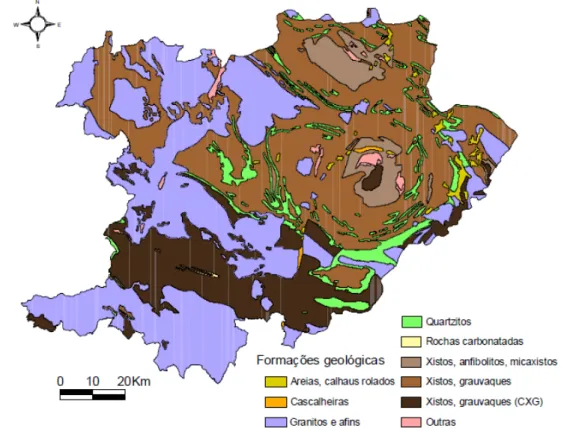 Figura 3 – Distribuição das formações geológicas na região de Trás-os-Montes e Alto  Douro
