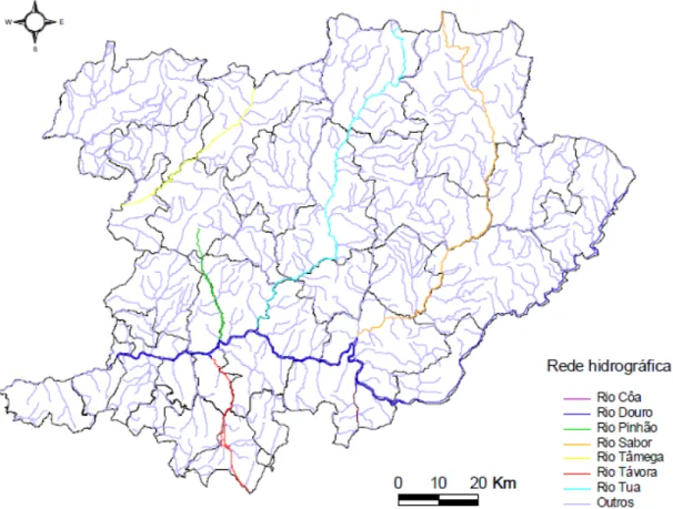 Figura 4 – A rede hidrográfica da região de Trás-os-Montes e Alto Douro. 