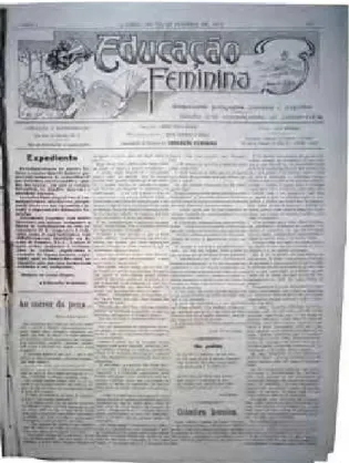 Ilustração 1 – Periódico Educação Feminina, página 1 do número 7, publicado em 22/09/1913