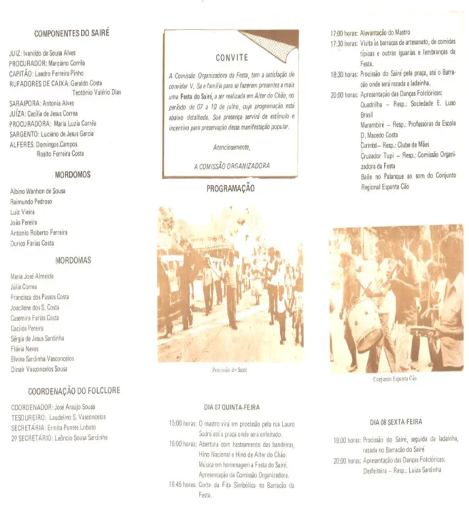 Figura 1  – Programa da Festa do Sairé, 1983. 
