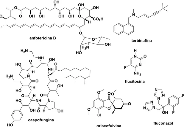 Figura 4. Estrutura química de alguns  compostos  utilizados  no tratamento  de doenças  causadas por fungos