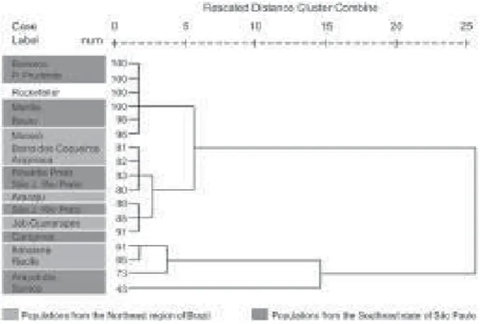Fig. 2: dendrogram from mortality percentage cluster analysis of Aedes aegypti populations to malathion.