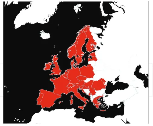 Figure 3. Distribution of the disease caused by SBV in Europe.