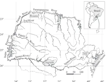 Fig.  1.  Location  of  the  reservoirs  sampled  in  the  present  study, Paraná State.