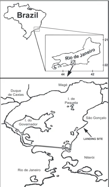 Fig.  1.  Geographical  location  of  Guanabara  Bay,  with  the  surrounding cities.