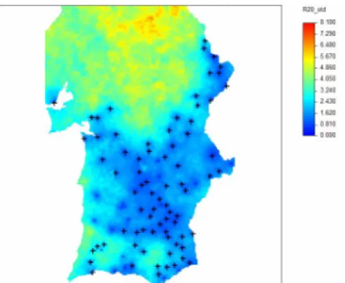Figure 7. Standard-deviation of the  distribution of the 100 simulated values, 1974 