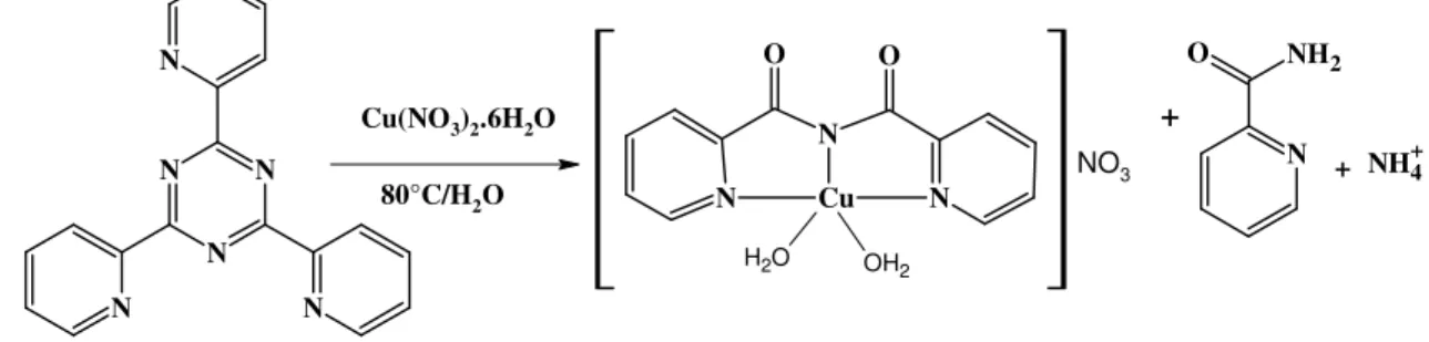 Figura III.3 – Esquema da síntese do complexo de cobre(II), [Cu(bpca)(H 2 O) 2 ]NO 3 