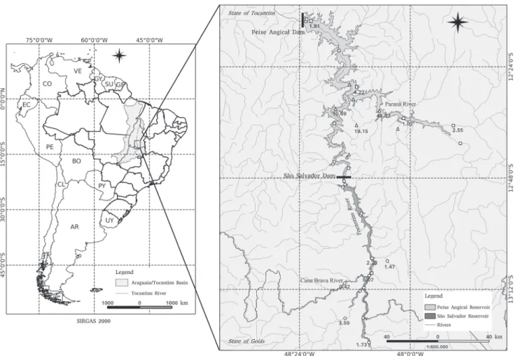 Fig.  1.  Study  area  on  the  upper  rio  Tocantins,  monitored  between  1998  and  2009