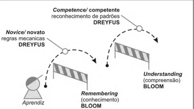 Figura 3 – Aquisição de conhecimento e habilidades Bloom e Dreyfus 