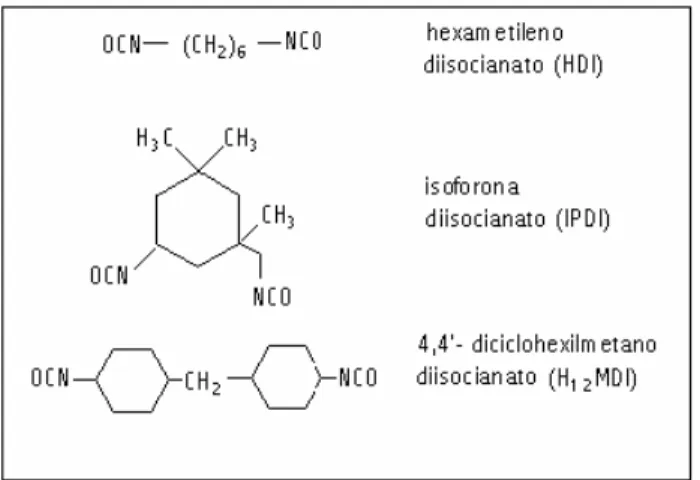 Figura 3.6: Monômeros diisocianatos alifáticos (AYRES, 2006). 