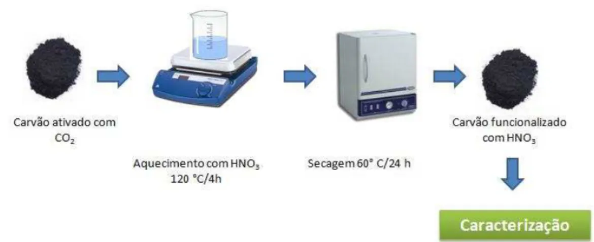 Figura 5 - Esquema da produção dos carvões ativados quimicamente com HNO 3 . 