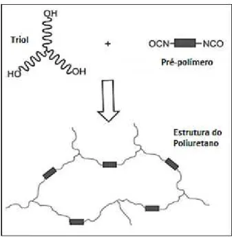 Figura 3.5: Esquema da formação da rede de poliuretanos. Fonte: Guelcher,  2008. 