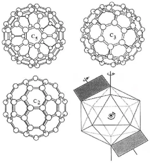Figura 2.2 Operações de simetria na molécula de C 60 . 11