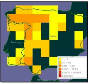 Figura 4 – Distribuição de P. tridentatum na Península Ibérica. 