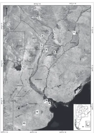 Figure 1. Distribution of genus Chlamydotheca in the  Neotropical region of Argentina