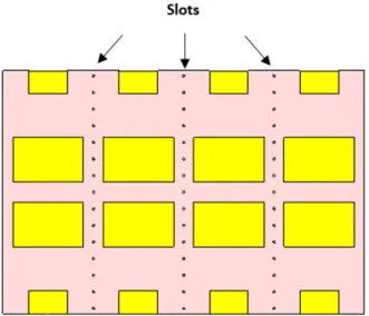 Figure 3.8: Top layer of the 8-element antenna array with the ground slots