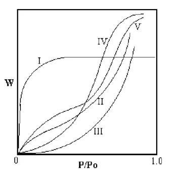 Figura 2.3 Diferentes tipos de isotérmicas (Brunauer, 1940). 