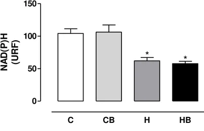 Figura 13. Determinação do estado oxidativo dos nucleotídeos de piridina NAD(P)H no homogenato  do fígado dos ratos