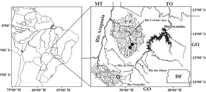 Fig. 3. Geographical distribution of Hemiancistrus cerrado, open symbol represents the type locality