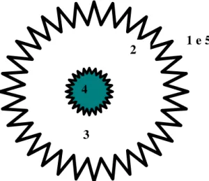 Figura 1: Estrutura da ferritina (esquema):                                 4 3 2 1 e 5  Onde:  1: Entrada de Fe