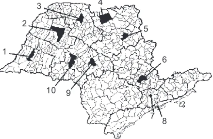 Fig. 1: state of São Paulo municipalities where populations of Aedes aegypti were sampled