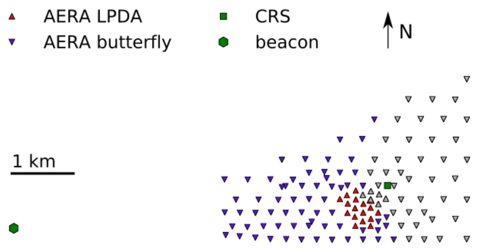 Figure 1. Map of the radio detector stations of the Auger Engineering Radio Array in the year 2014