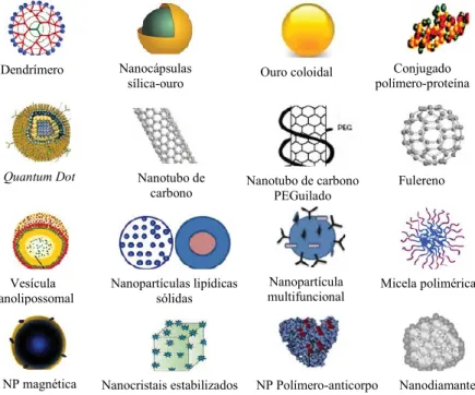 Figura 6:Diferentes tipos de nanoplataformas (Tinkle et al., 2014) Dendrímero Nanocápsulas 
