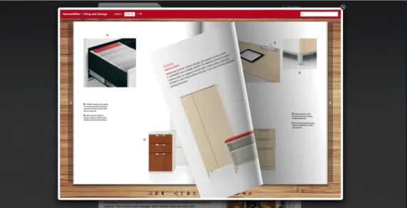 Figura 3: Catálogo da marca “Herman Miller” criado na plataforma “FlippingBook” visualizado  num computador (Fonte: www.Flippingbook.com) 