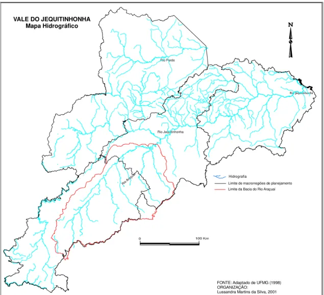Figura 02 - Mapa Hidrográfico do Vale do Jequitinhonha Rio JequitinhonhaRio PardoRio JequitinhonhaRio AraçuaíORGANIZAÇÃO: