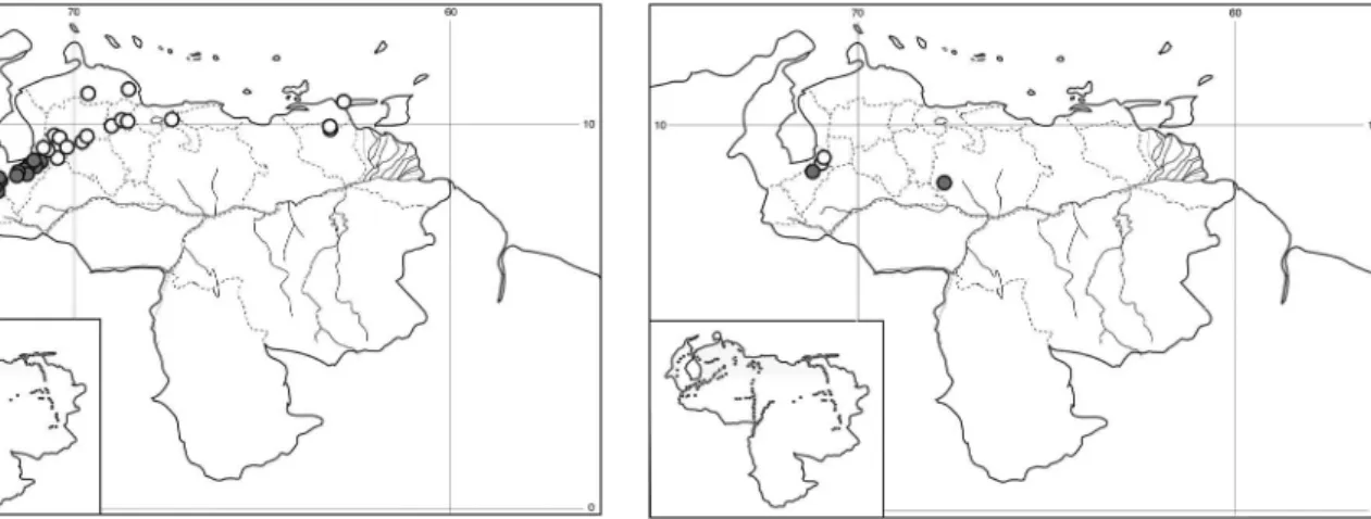 Fig. 2: distribution map of Lymnaea cubensis (white circles) and Lym- Lym-naea truncatula (grey circles)