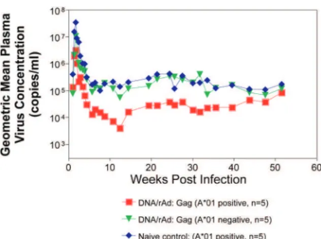 Fig. 4: epitope recognition in Gag by Mamu-A*01 positive macaques  vaccinated using DNA/rAd.