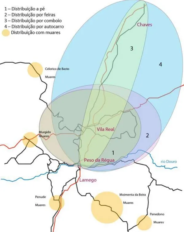 Figura 11: modelo gráfico da distribuição de louças do Centro Oleiro de Bisalhães
