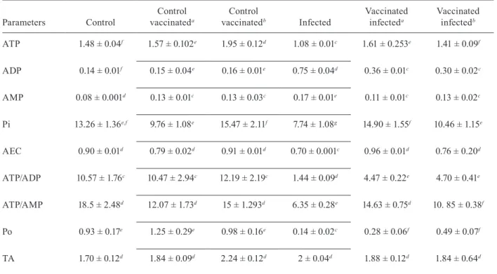 Table  VI  showed  significant  reductions  in  worm  burden  and  ova  count  in  the  liver  and  intestine  after  vaccination  with  nucleoprotein  from  susceptible  and TABLE II