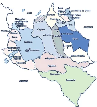 Fig. 2: map of municipalities within state of Portuguesa, Venezuela. 