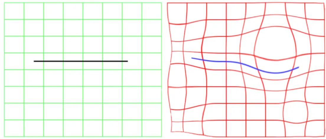 Figure 3.3: Example of mapping for a non-linear two-dimensional distortion pattern