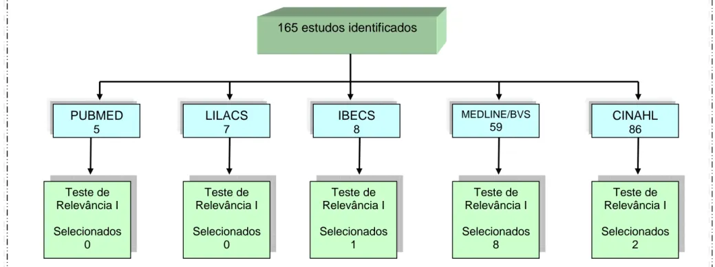 FIGURA 1 - Fluxograma dos estudos selecionados após aplicação do teste de relevância I