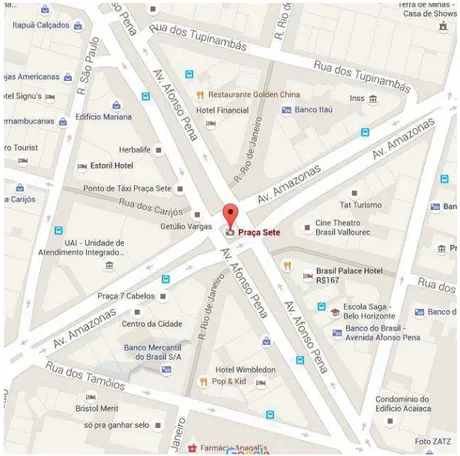Figura 5: Mapa da Praça Central  Fonte: Google Maps 