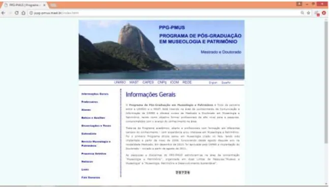 Figura 5 – Página web do PPG-PMUS UNIRIO/MAST  