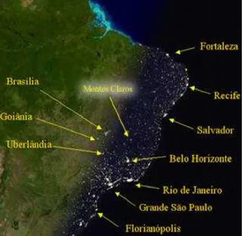 Figura 06 - Localização de Montes Claros em relação aos principais centros  econômicos do país 