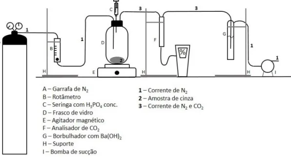 Figura 8- Montagem experimental para a determinação de carbonatos em amostras sólidas (Fonte própria)