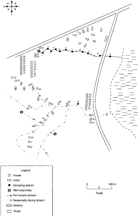 Fig. 2: schematic representation of the main hydrographic, topographic and housing conditions of the locality of Bom Jesus (34°49’W;