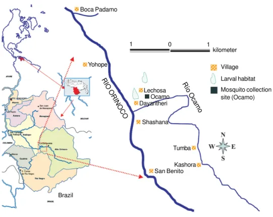 Fig. 1: location of the study area in the Upper Orinoco River region.